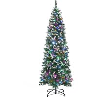 6 Tall Prelit Pencil Slim Artificial Christmas Tree Realistic Branches 300 Colourful LED Lights 618 Tips Xmas Decoration
