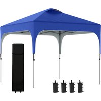 Pop Up Gazebo Adjustable Height Foldable Canopy Tent Carry Bag Wheels Leg Weight Bags Blue 3x3m Aosom UK
