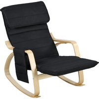 HOMCOM Fauteuil relax à bascule fauteuil allaitement avec repose-pieds réglable, poche latérale et appui-tête, noir