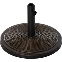 Outsunny Base Lestée Ronde Noire Bronze 13Kg en Résine Tressée pour Parasol Aosom France