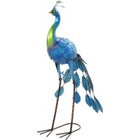 Outsunny Statue de paon de jardin décoration jardin extérieure en métal résister aux éléments 40 x 43 x 83 cm multicolore