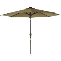 Outsunny Parasol Solaire LED Octogonal Marron 24 Ø 2,7m Polyester Haute Densité 180g/m² Inclinable Aosom France