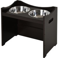 PawHut Porte-Gamelles Surélevé 2 Bols Inox sur Piètement MDF Brun Foncé 54x31x47cm pour Chiens/Chats Aosom France