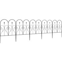 Outsunny Garden Decorative Fences, Heart-shaped Garden Trellis Panels, Landscape Flower Bed Border Edging, Set of 5, Black Aosom UK