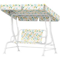 AIYAPLAY AIYAPLAY Kinder Hollywoodschaukel 2-Sitzer Kinderschaukel mit verstellbarem Sonnendach, Sicherheitsgurt Gartenschaukel für 3-6 Jahre Kinder Weiß 110 x 74 x 113 cm Aosom