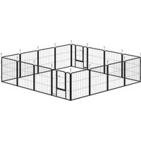 PawHut Parc pour chien, parc pour animaux, 16 panneaux, clôture portable pliable, sécurisé, noir