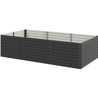 Outsunny Jardinière surélevée galvanisée rectangulaire pour l'extérieur - fond ouvert - 240 x 120 x 60cm, Gris