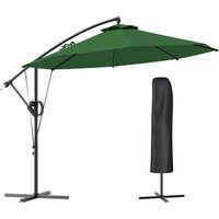 3 Garden Cantilever Parasol Cover Wind Protection Strap Round Overhanging Umbrella Crank Handle Tilt Banana Patio Umbrella Outdoor Sun Shade UPF50+