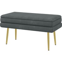 HOMCOM Banc banquette coffre de rangement 2 en 1 assise aspect velours et pieds acier - 79,5L x 37,5P x 43H cm gris et doré
