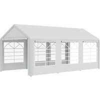 Outsunny Tonnelle de jardin 3 x 6 m tente de réception avec 4 parois 3 fenêtres de chaque côté barnum pour fête mariage blanc