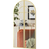HOMCOM Miroir mural arc 30 x 120 cm, grand miroir décoratif avec cadre métallique, pour salon, chambre, couloir, ton doré