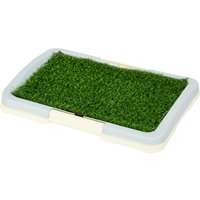 PawHut Toilette pour chien litière avec tapis en gazon artificiel plateau et panneau grillagé 46,5 x 34 cm