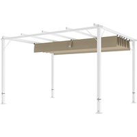 Outsunny Pergola jardin extérieur en aluminium 3 x 4 m avec toit rétractable, abri soleil UPF30+, pour terrasse, patio, blanc