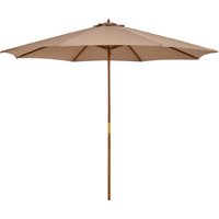Outsunny Parasol droit parasol de jardin double toit en bois polyester haute densité protection solaire Ø 3 x 2,5 m kaki