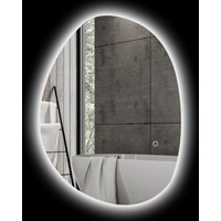 HOMCOM Miroir de Salle de Bain Asymétrique LED 70 x 50 cm - 3 couleurs, anti-buée, montage mural avec interrupteur tactile