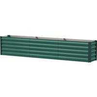 Outsunny Carré potager potager surélevé en acier galvanisé barres de soutien et plaques d'angle fond ouvert 240 x 40 x 45 cm vert