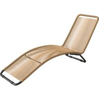 Outsunny Bain de soleil, chaise longue en résine tressée, en forme de S, cadre en acier 176 x 58 x 82 cm, naturel