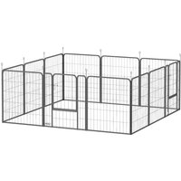 PawHut Parc pour chien, enclos chien 12 panneaux modulable et pliable, portable en acier avec porte 68 x 80 noir