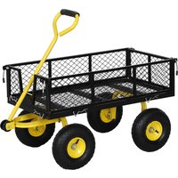 Outsunny Chariot de jardin chariot de transport 4 roues côtés amovibles transformable en plateau 104 x 54 x 51 cm noir et jaune