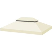 Outsunny Toile pour tonnelle toile de rechange pour tonnelle à 2 niveaux protection UPF30+ trous de drainage 4 x 3 m crème