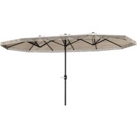 Outsunny Parasol de jardin double rectangulaire 4,5 x 2,65 x 2,6 m avec ouverture fermeture manivelle, toile 180 g/m², crème