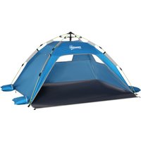 Outsunny Tente de plage pop up abris de plage portable pour 2 personnes facile à installer anti UV 220 x 173 x 120 cm bleu ciel