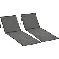 Outsunny Lot de 2 tapis de plage rembourré dossier inclinable multi-positions acier polyester gris