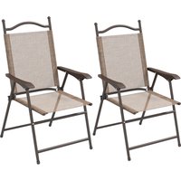 Outsunny Set of Two Folding Garden Chairs, with Fabric Mesh Seats - Mixed Brown | Aosom Ireland