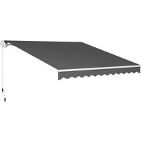 3 x 2.5m Garden Patio Manual Awning Retractable Canopy Sun Shade Shelter Fittings Crank Handle Dark Grey