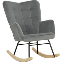 HOMCOM Vintage Rocking Chair, Curved Rockers, Thick Padding, Beechwood & Steel, Dark Gray | Aosom Ireland