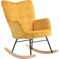 HOMCOM Vintage Rocking Chair, Curved Rockers, Thick Padding, Beech Wood & Steel, Yellow | Aosom Ireland