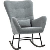 HOMCOM Rocking Chair, Fluffy Cover, Lumbar Pillow, Non-slip, Up to 120 kg, Gray | Aosom Ireland