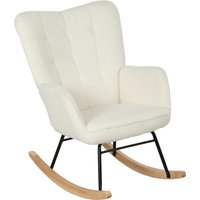 HOMCOM Rocking Chair in Fleece Look with Armrests, Ergonomic Armchair with Wooden Rockers, for Living Room, Bedroom, White | Aosom Ireland