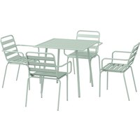 Outsunny Salon de jardin ensemble salle à manger de jardin 5 pièces avec 1 table et 4 chaises empilables en acier vert