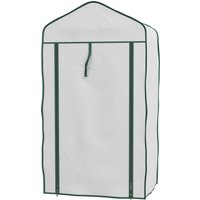Outsunny Serre de Jardin étagère 3 Niveaux dim. 59L x 39l x 127H cm métal thermolaqué Vert PE Haute densité 140g/m² Blanc