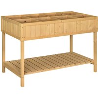 Outsunny Potager surélevé bois jardinière sur pieds étagère inférieure inclus niches divisées plantation fleur légume plante pour terrasse cour