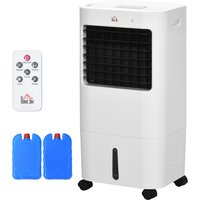 HOMCOM Refroidisseur d'air portable mobile par évaporation 3 en 1 oscillation, 3 vitesses, télécommande, minuterie 8H, blanc