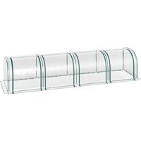 Outsunny Mini Serre de Jardin Serre à tomates Serre tunnel 4L x 1l x 0,80H m Acier PVC Anti-UV 4 fenêtres Zip enroulables Vert et Transparent