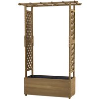 Outsunny Jardinière rectangulaire avec treillis et arche, trous drainage et feutre géotextile, bois sapin pré-huilé