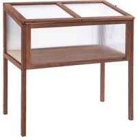 Outsunny Serre en bois carré potager de jardin sur pied surélevé serre pour plantes légumes fleurs panneaux polycarbonate couvercle réglables