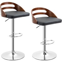 HOMCOM Lot de 2 tabouret de bar hauteur d'assise réglable 63-83 cm pivotant 360° dossier incurvé repose-pied 46,5L x 44,5l x 79-100H cm noir