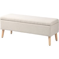 HOMCOM Banc coffre rangement rembourré aspect lin pour chambre à coucher, entrée, salon, charge 120 Kg, 110 x 39 x 45 cm, beige