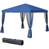 Outsunny Tonnelle pop-up Barnum Pliant Style Colonial 3 x 3 m 4 moustiquaires + Sac de Transport bleu