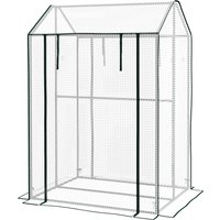 Outsunny Serre de Jardin 2 Espaces Portes Enroulables Acier PE 1Lx0,8lx1,5H m Tomates Aosom France