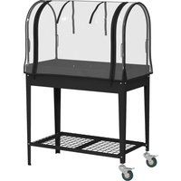 Outsunny Jardinière Mobile avec Bâche Transparente et Étagère pour Plantes 80x40x120cm Aosom France
