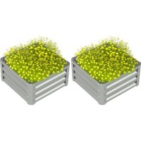 Outsunny Set of Two 60 x 60cm Steel Planter Boxes - Light Grey | Aosom Ireland