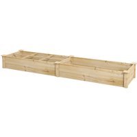 Outsunny Jardinière Rectangulaire en Bois de Sapin, Lit de Jardin Surélevé avec séparateurs sans Fond dim. 237L x 60l x 25H cm Bois Naturel