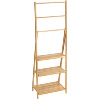kleankin Porte-serviettes en bambou avec 3 porte-serviettes et 3 étagères de rangement, bois naturel