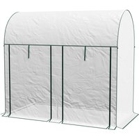Outsunny Serre de jardin 2 m² dim. 2L x 1l x 1,78H m 2 Portes zippées enroulables Acier PE Haute densité 140 g/m² Anti-UV blanc