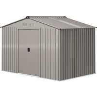 Outsunny Abri de jardin 5,4 m² dim. 2,77 x 1,95 x 1,92 m fondation incluse porte coulissante ventilations tôle acier, anthracite